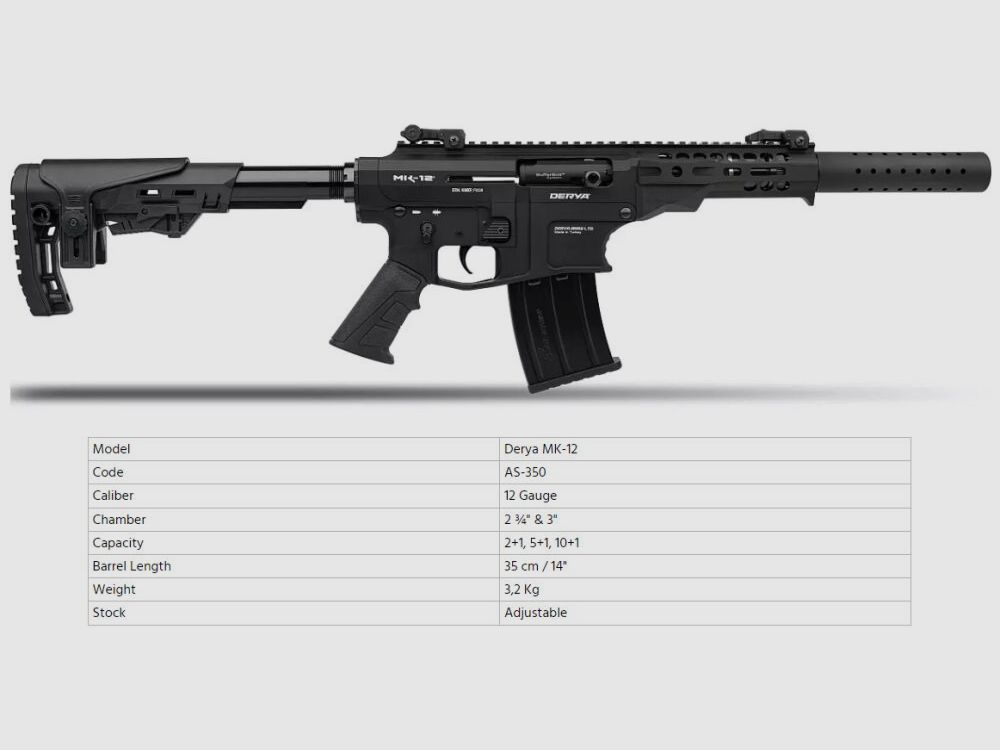 DERYA ARMS	 DERYA MK-12-AS-350 12/76 Selbstladeflinte mit Lauflänge 350mm