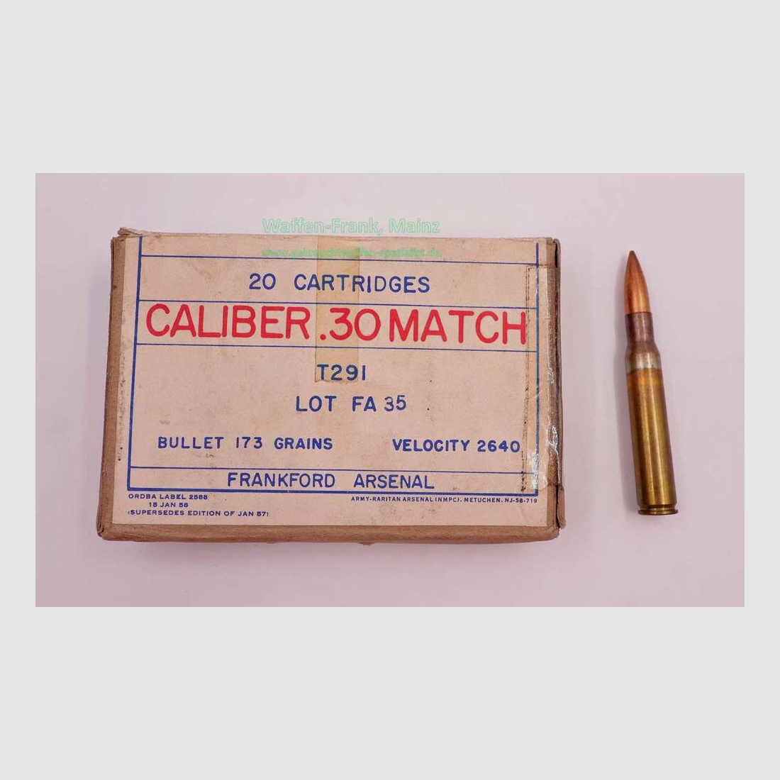 Frankfort Arsenal, USA rifle cartridges