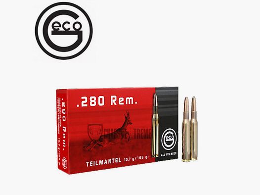 20 Cartucce GECO Semi-Rivestite cal 280 Rem 165gr TM