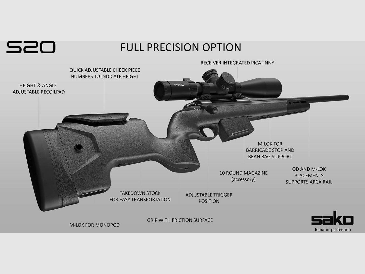 SAKO carabina da tiro Mod. S20 Precision .308Win lunghezza canna 51 cm, immagine 1 di 3