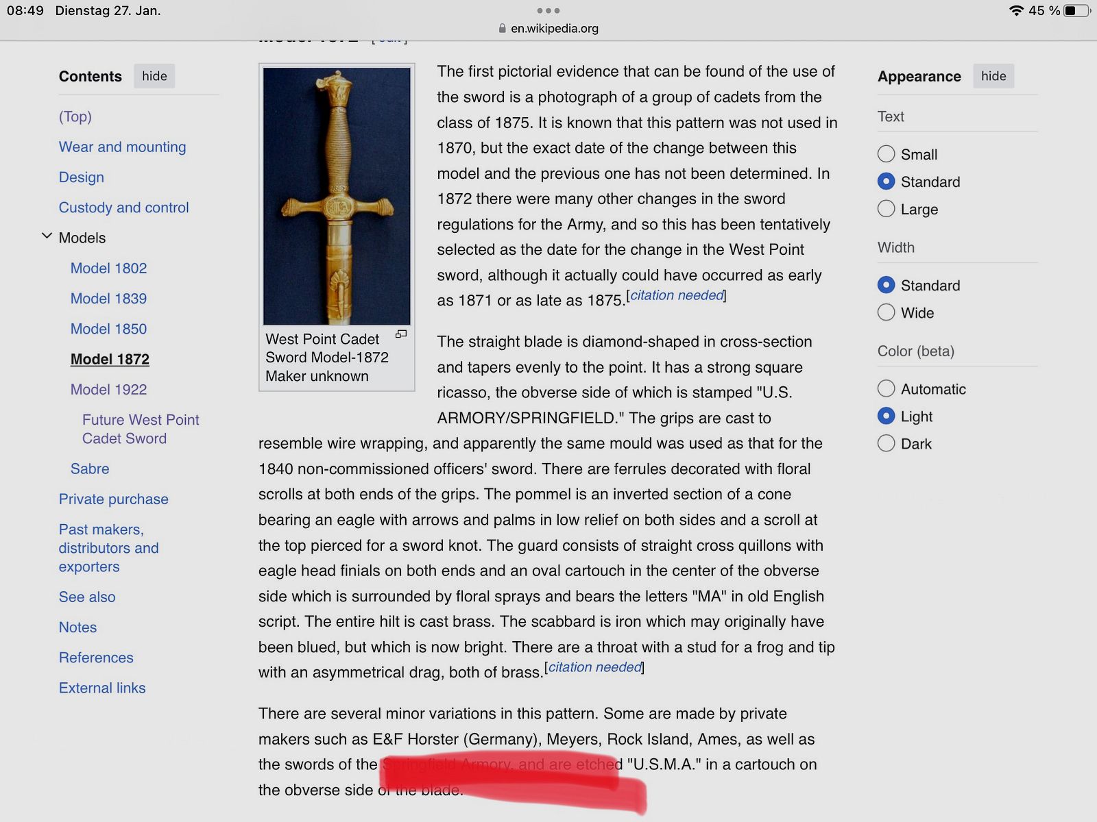 Westpoint Cadetti Degen F&E Hörster Solingen, Original 