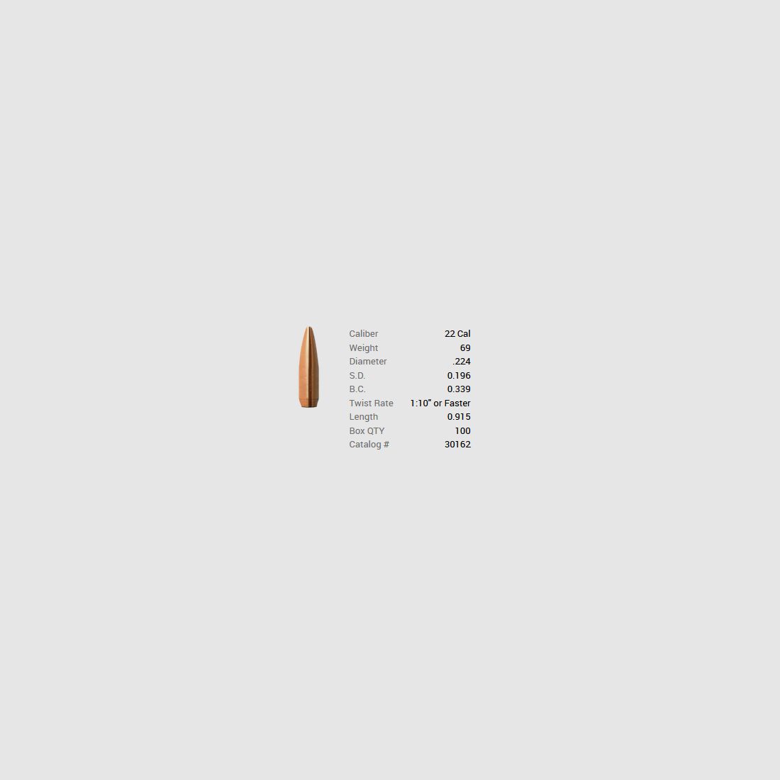 Barnes Geschoss .22/.224 69GR Match Burners BT 100 Stück