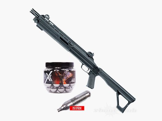 T4E HDX 68 Shotgun im Set mit Glasbrecher Stahlkugeln und Co2