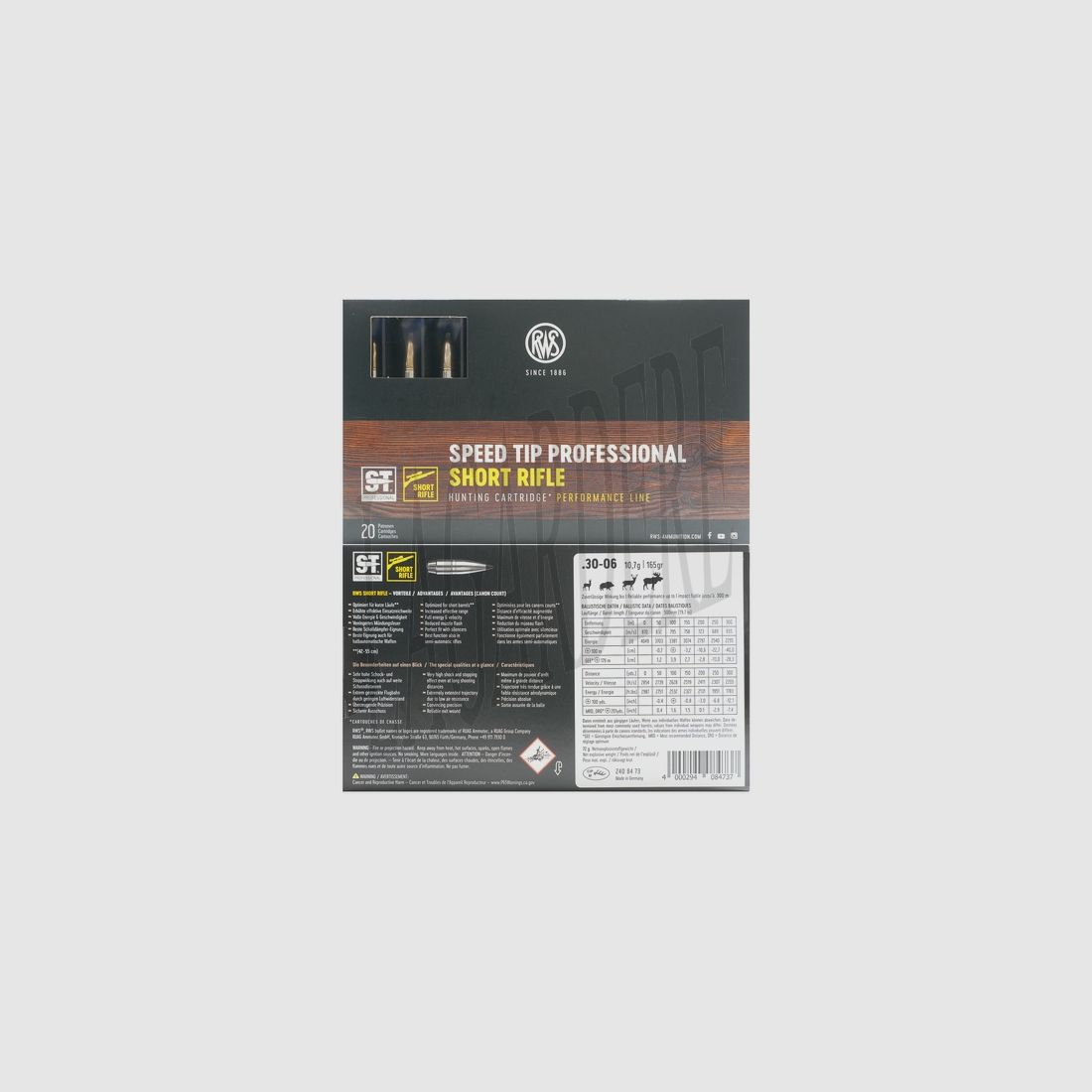 RWS SPEED TIP PRO SHORT RIFLE 10,7G/ 165GR (PATRONE)