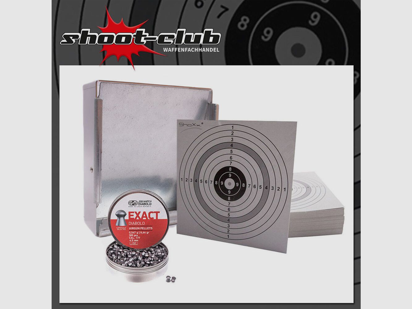 xxx Edelstahl Kugelfang + 120 Zielscheiben + JSB Exact