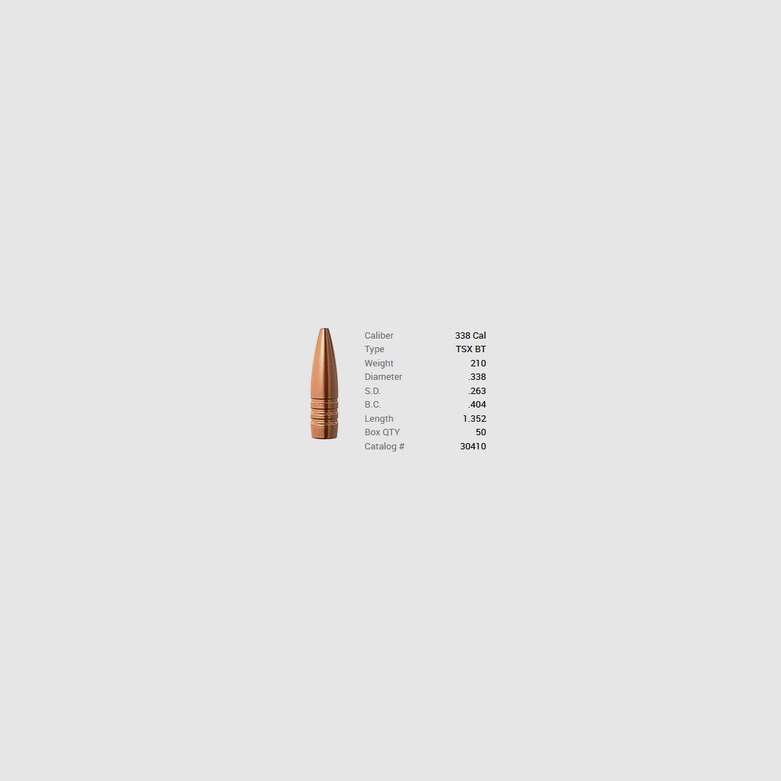 Barnes Geschoss .338/.338 210GR TSX BT 50 Stück
