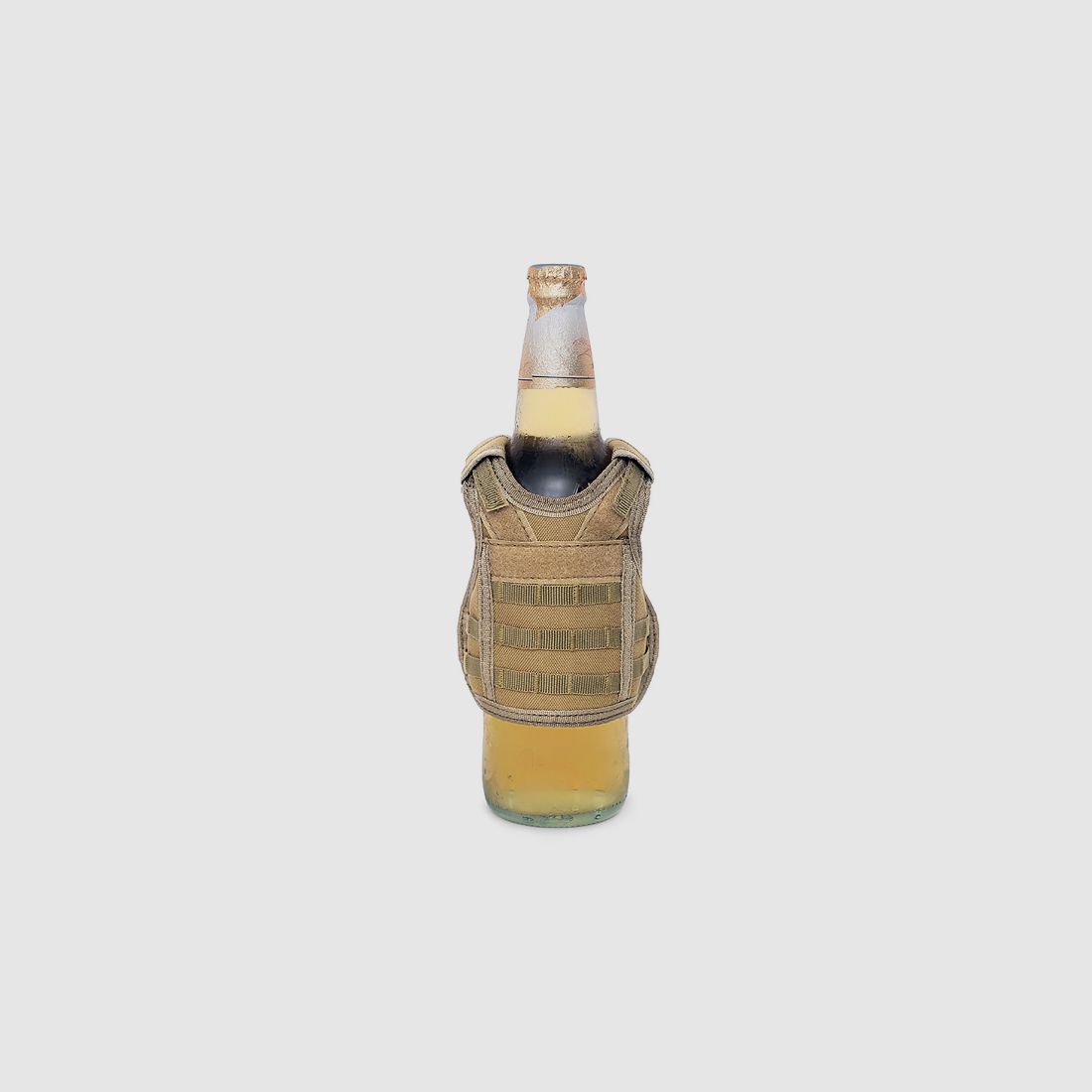 Mini Schutzweste für Bierflasche / Weinflasche / Thermosflasche - Sand ( Beige )