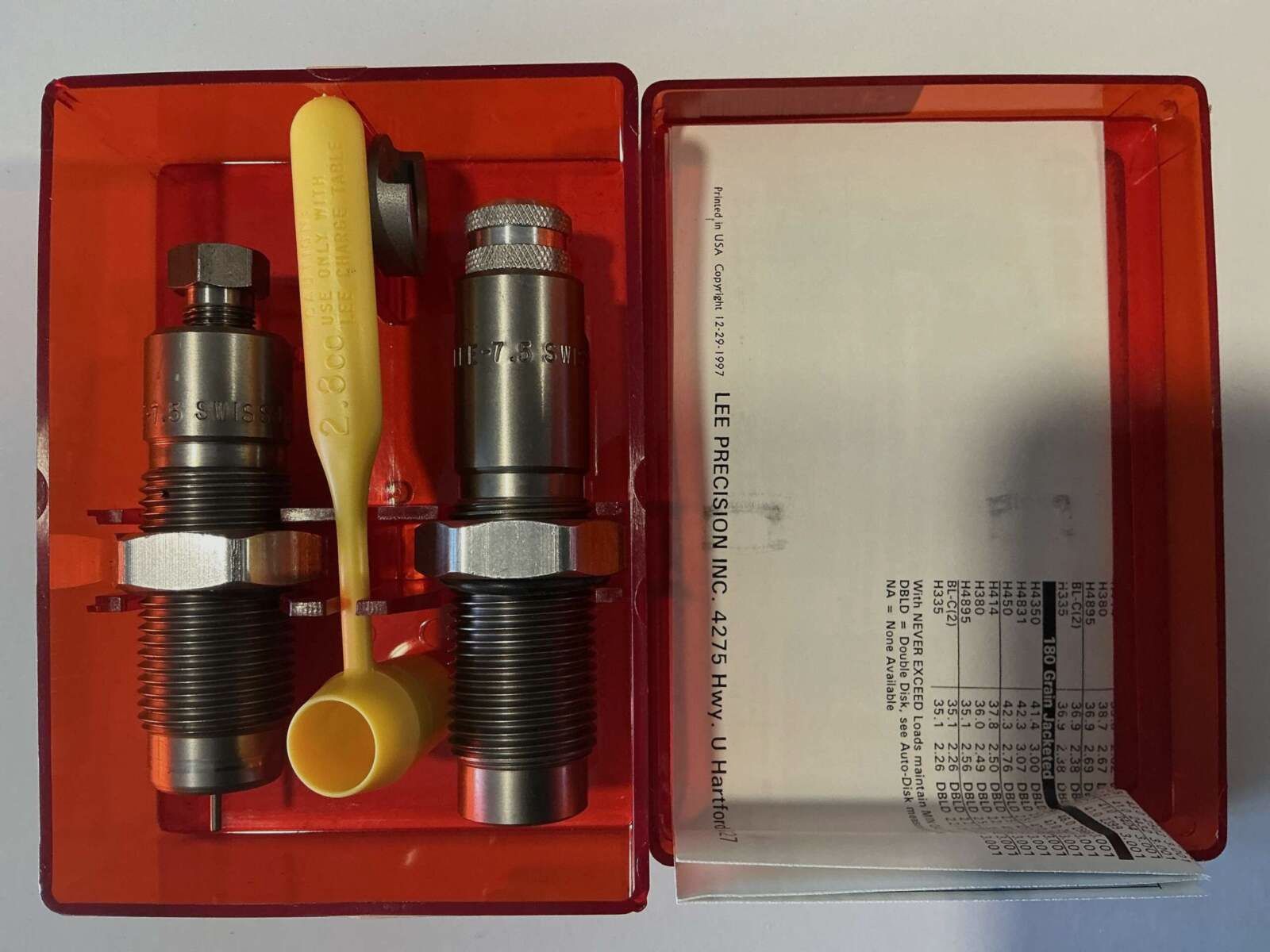 LEE Collet 2 Die Neck Sizer Set 7.5x55mm Schweizer