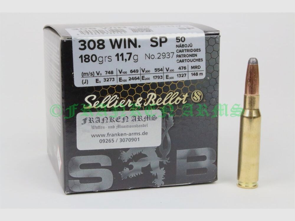 Sellier&Bellot .308 Win. SP 180gr. 11.7g 50 pieces tiered price