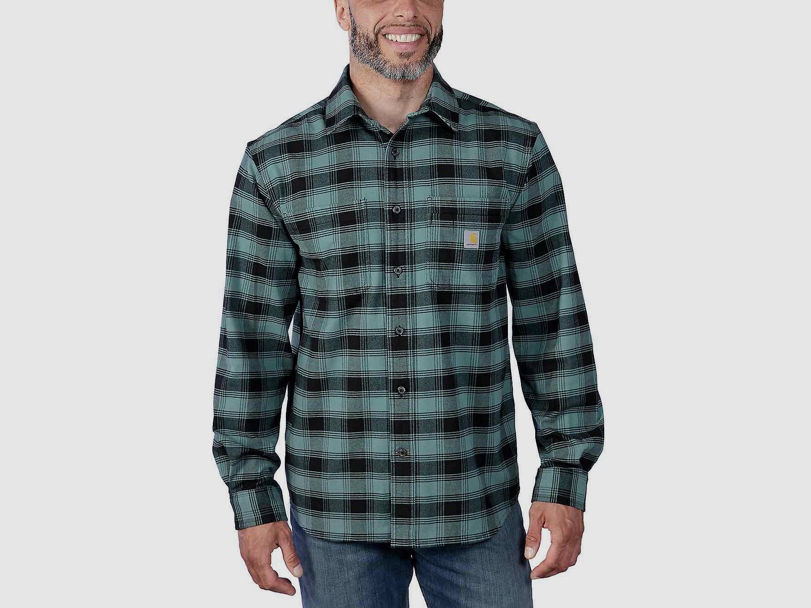 CARHARTT RUGGED FLEX™ Relaxed Fit mittelschweres Flanellhemd mit langen Ärmeln und Karomuster