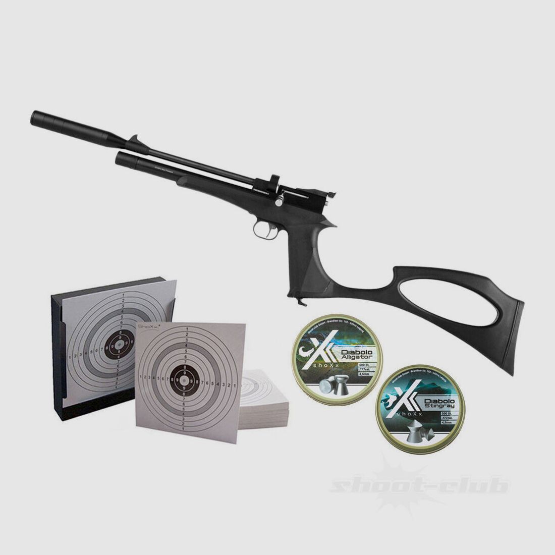 Diana Bandit Black Persluchtpistool 4,5mm Diabolos Kogelvanger Set