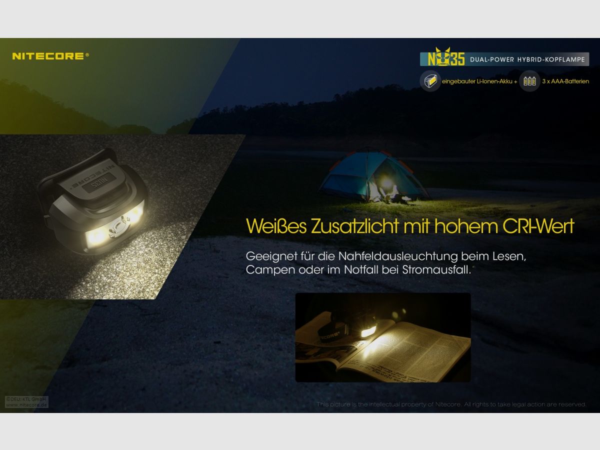Nitecore NU35 Stirnlampe NU35 Dual Power