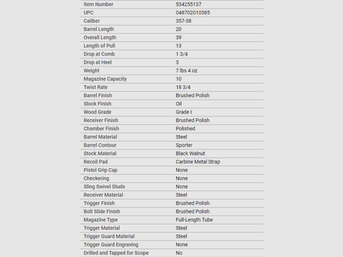 Winchester 1873 Carbine .357 Mag. (MIROKU FERTIGUNG) EN STOCK