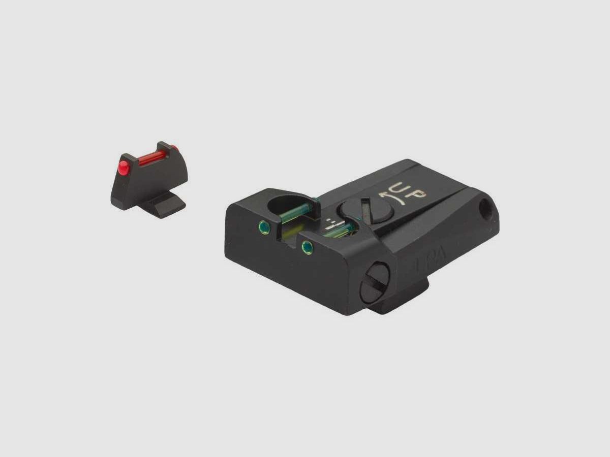 Adjustable rear sight and front sight