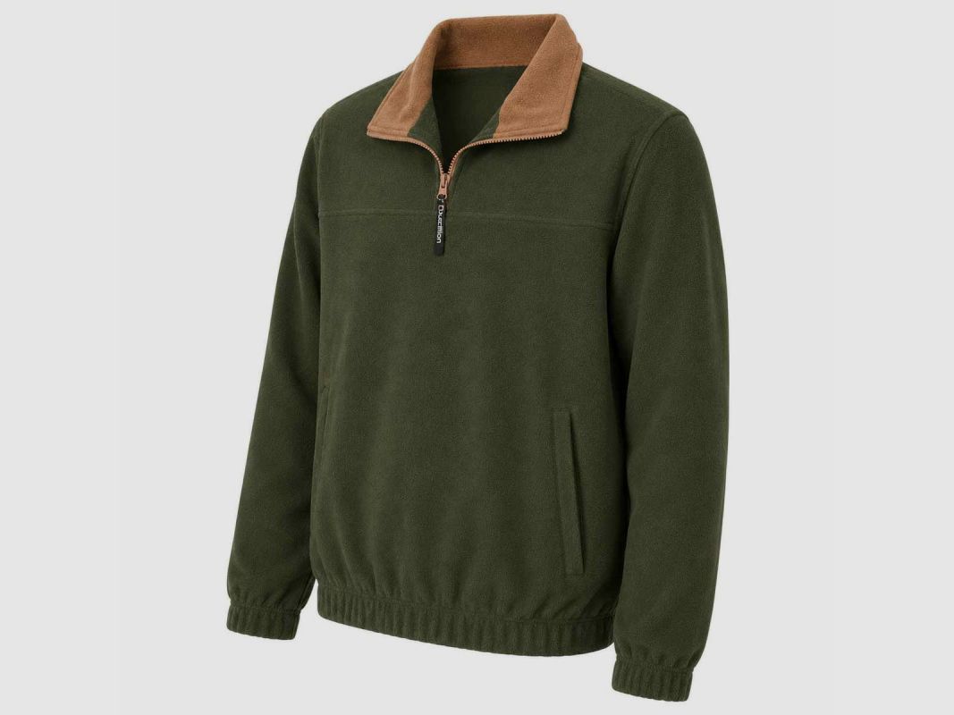 Hochwertiger Fleece-Pullover khaki und beige 180g/m², Bild 3 von 4