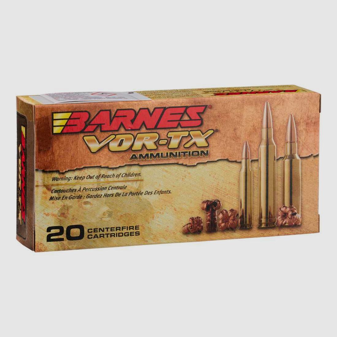 Patronen .223 Rem., Vollmantel Vor-TX TSX Bleifrei 55grs (3,6gr) 20 Patronen - Barnes