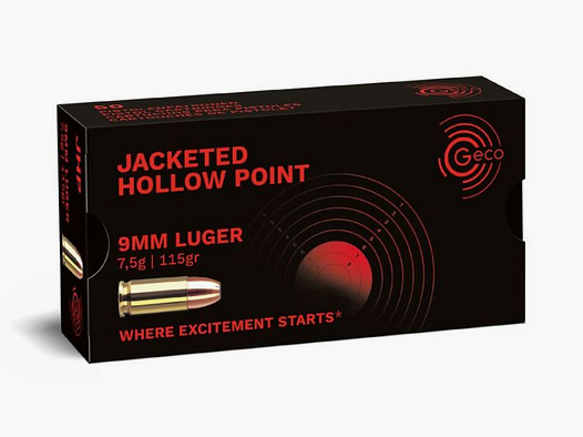 GECO 9 mm Luger Jacketed Hollow Point 7,5g/115gr - 50 Patronen