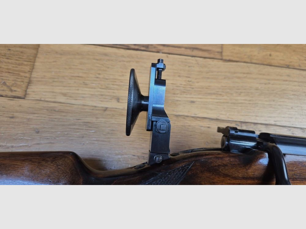 Sehr schöne Wettbewerbsbüchse Mauser ES350 B – III. Reich – Modell Meisterschaftsbüchse – 22LR – Herbstwaffe 1936 – Mono-Nummer – Premium Lauf – Original Mauser Diopter (abnehmbar) – Ausgezeichneter Zustand – TBE++, Bild 6 von 39
