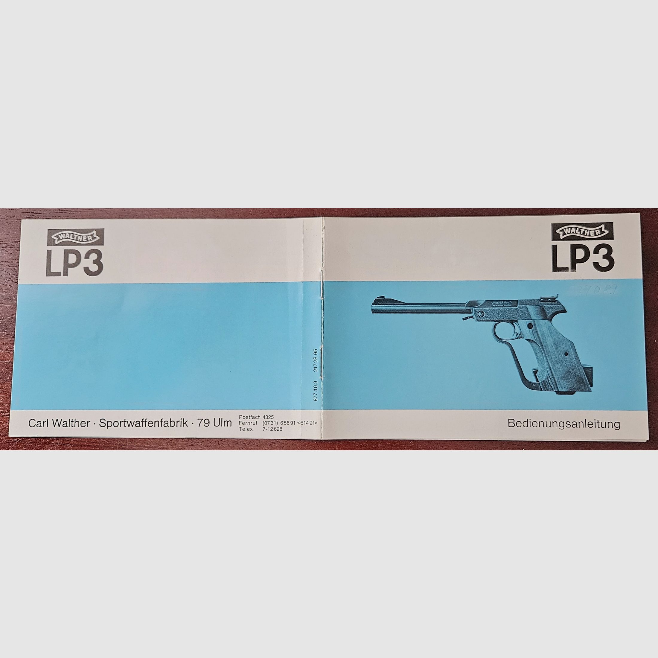 Istruzioni originali per l'uso della pistola ad aria compressa Walther 3, immagine 1 di 3