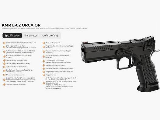 KMR Precision Arms Pistol Mod. L-02 ORCA OR -5' 9mmLuger