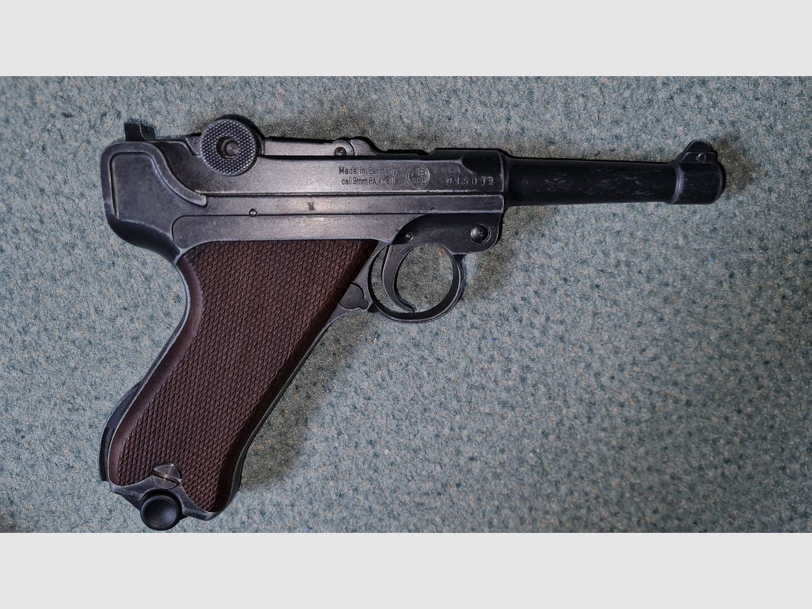 ME Model P08 Parabellum blank firing pistol 9 mm P.A.K. antique finish