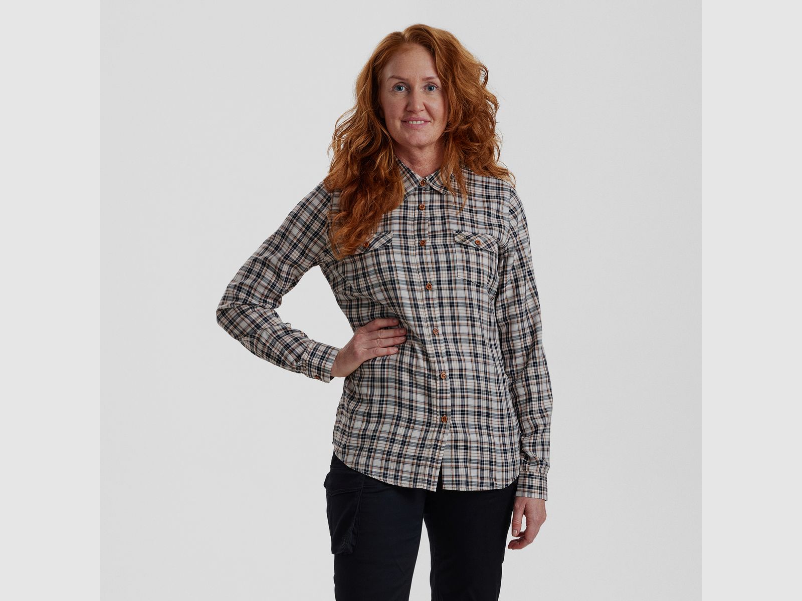 Lady Julia Hemd - Blue Check – Kleidergröße Damen: 46