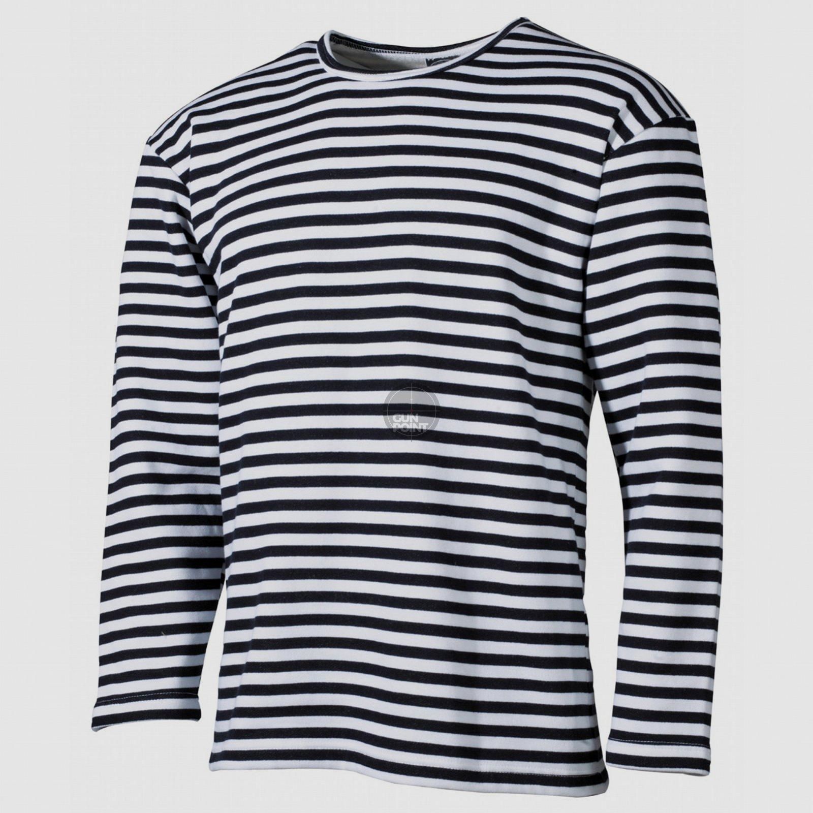 Russ. Marine Shirt, wit-blauw, langarm, winter