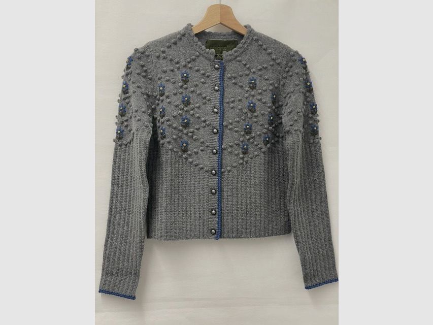 beau cardigan Trachten en Gris Bleu Moyen
