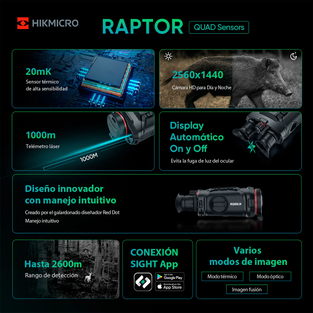 Night Vision and Thermal Binocular HIKMICRO RAPTOR R50QG WLVE / R75QG WLVE, image 5 of 7