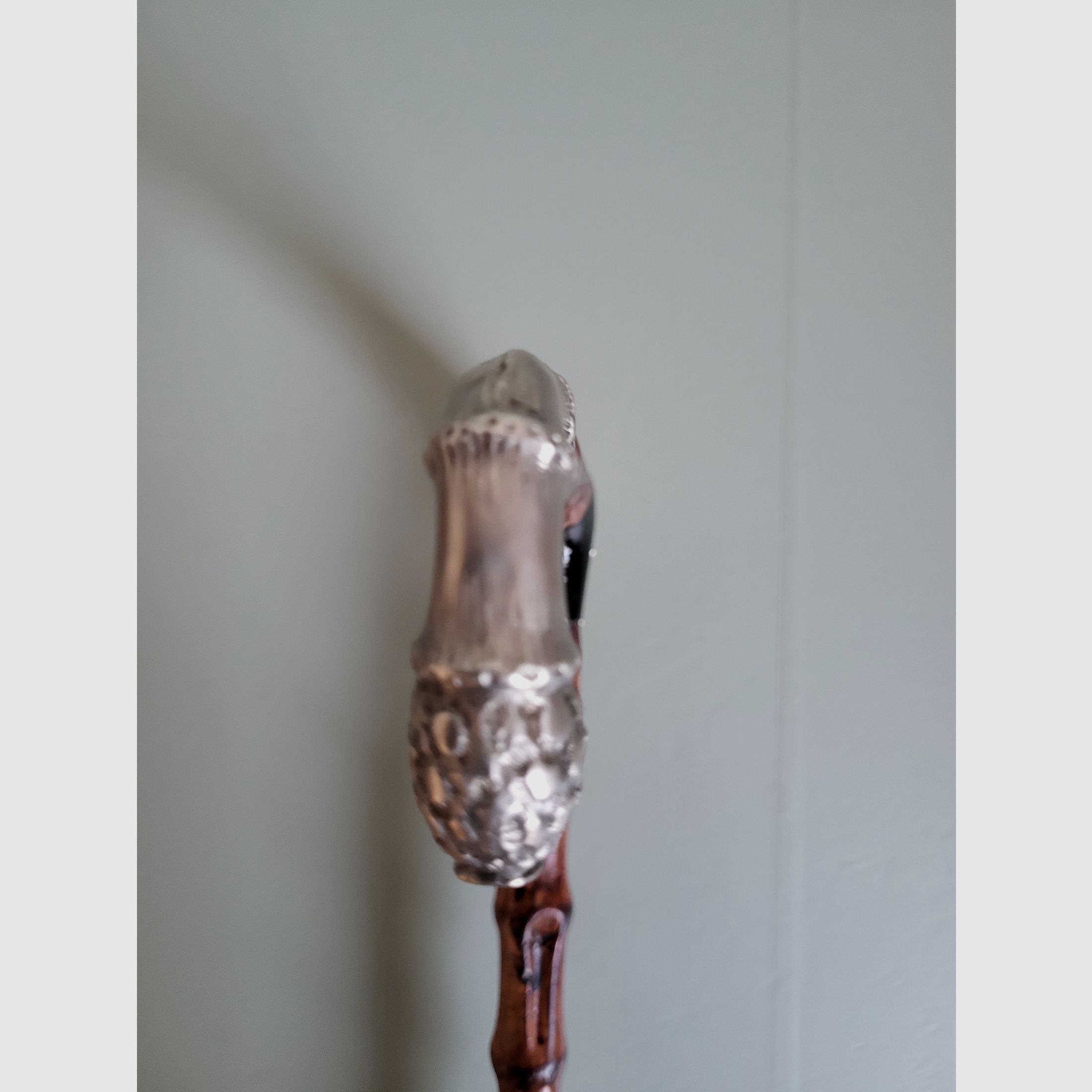 Canne de marche de chasseur - 800 argent - corne - viking - G .August Schwäbisch Gmund - années 1930