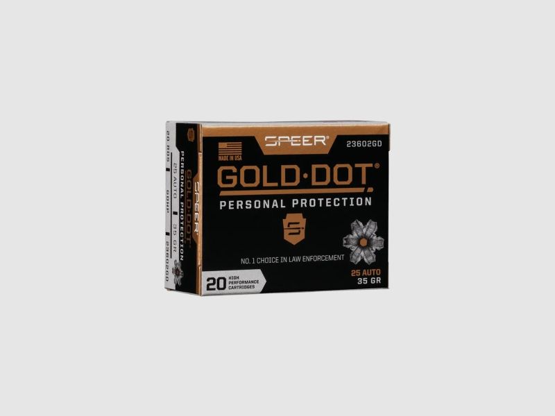 Speer Gold Dot Protezione Personale .25 ACP 35GR GDHP 20 cartucce