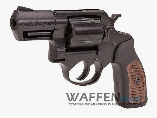 ME 38 Compact Revolver Blank Firing Gun Blued with Brown Grip