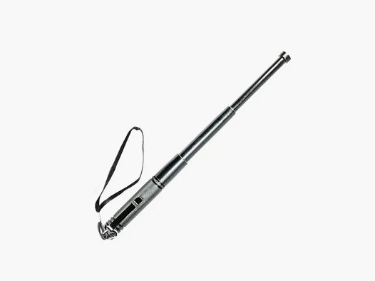 Mini telescopic baton 13 inches silver with clip and hand strap