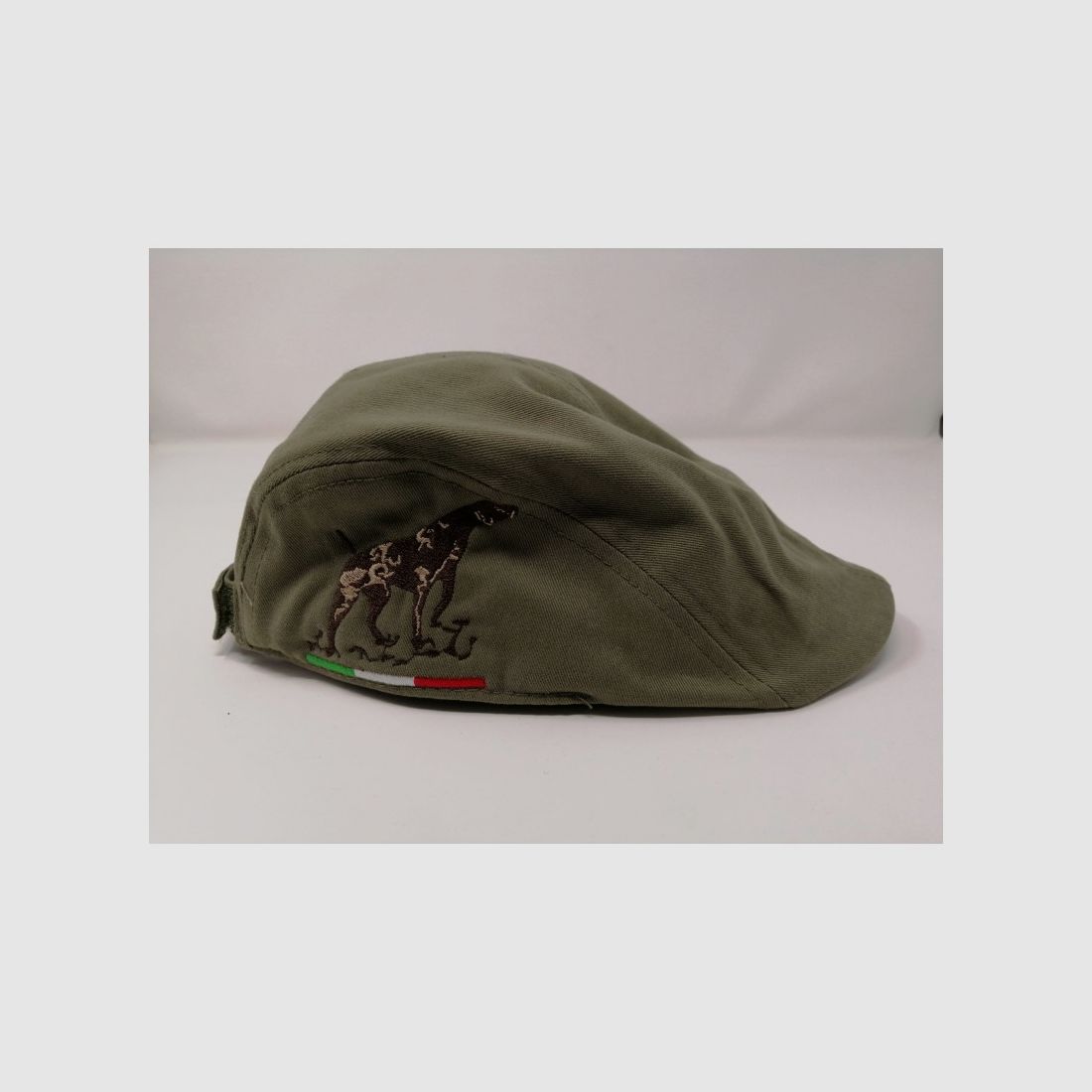 GROENE STOFFEN HOED MET BROWN BORDUURSEL POINTER ITALIA (VOLLE VORM)