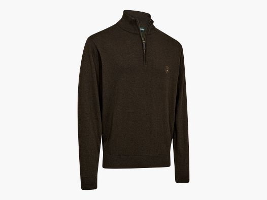 Harrington 1/2-Zip Knit Sweater - Brown Melange - Size: S