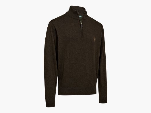 Harrington 1/2-Zip Strickpullover - Brown Melange – Größe: 2XL