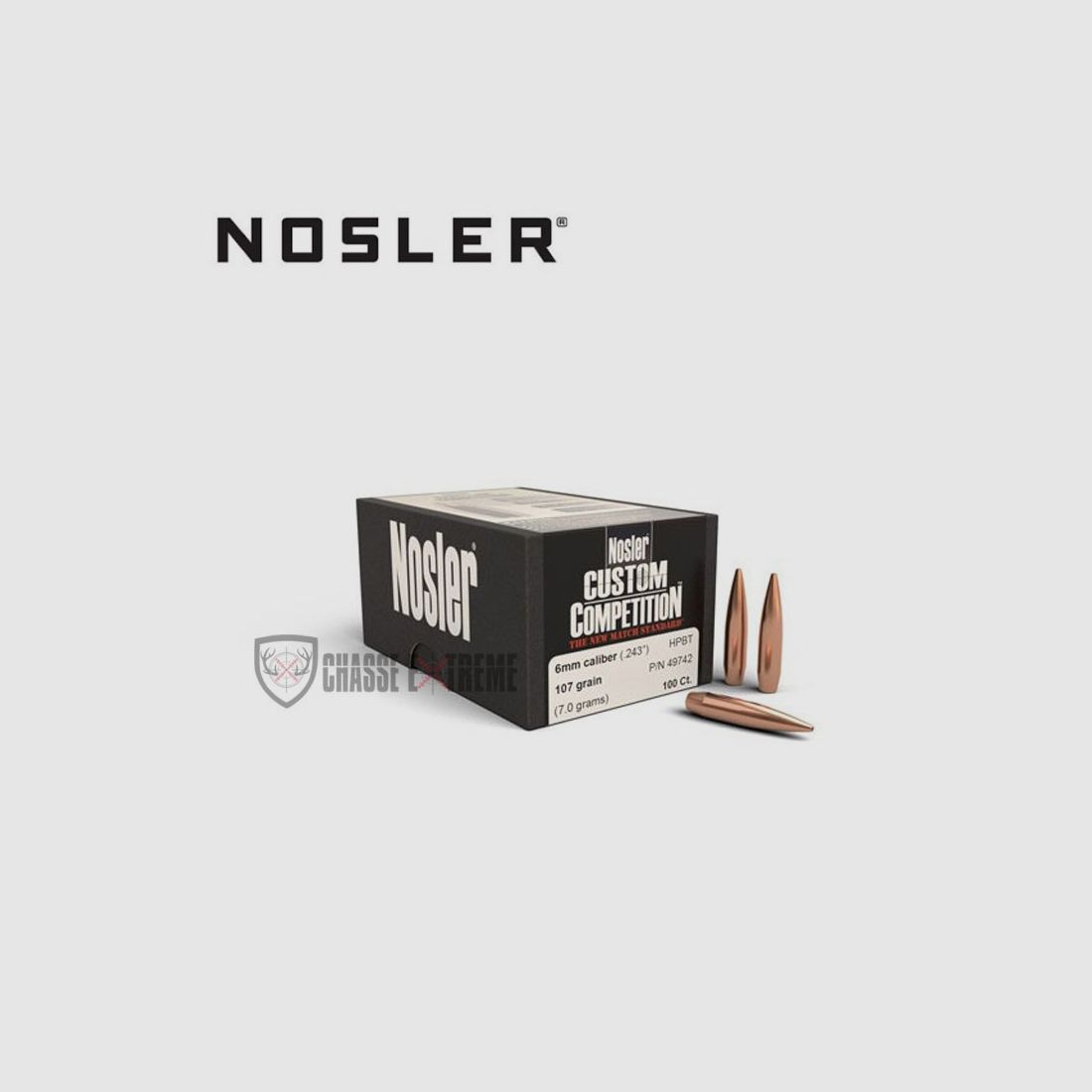 100 Pocisków NOSLER Kal 6mm 107 Gr Hpbt