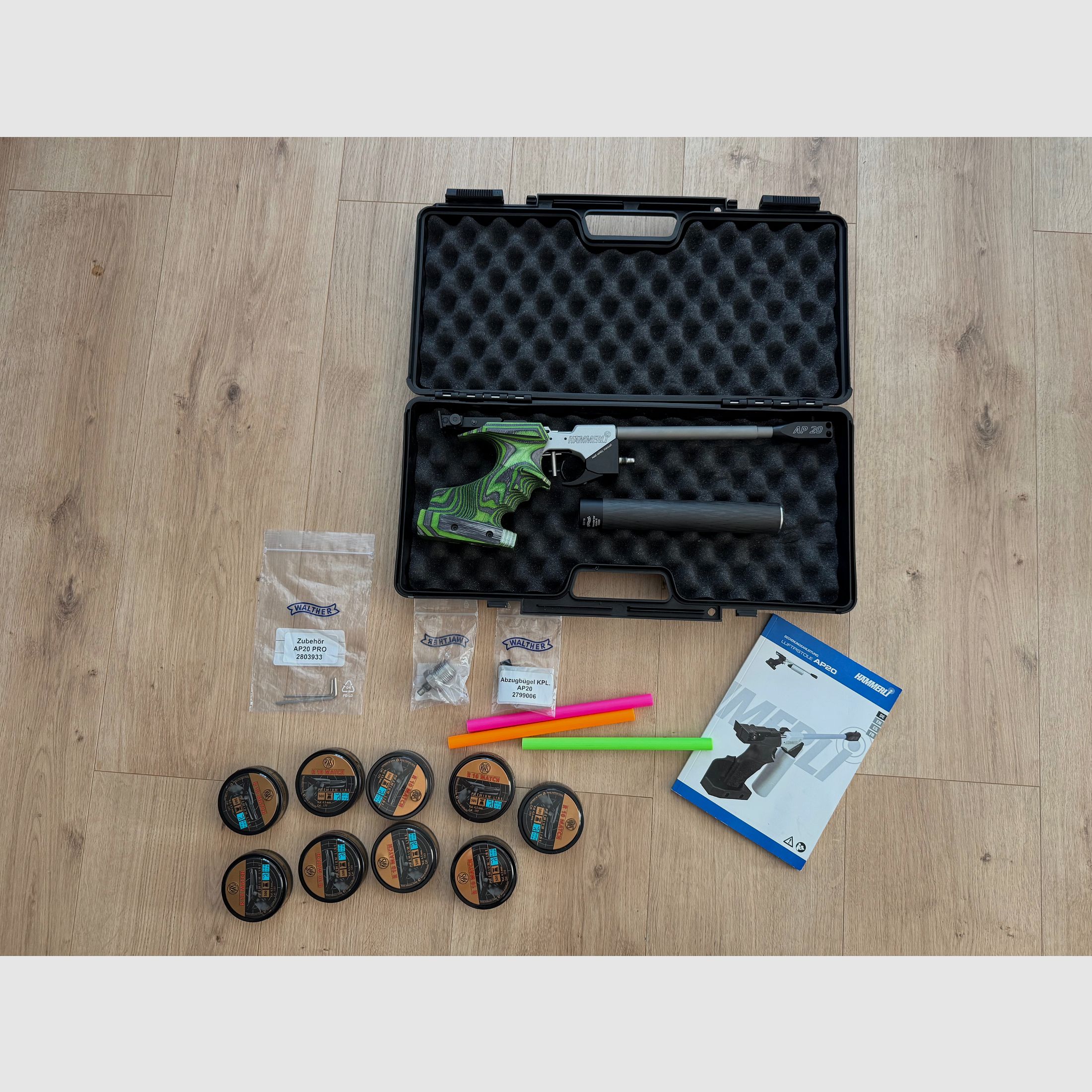 Hämmerli/Walther AP20 Pro Green Pepper Luftpistole – neuwertig + 4.500 Schuss RWS R10 Match