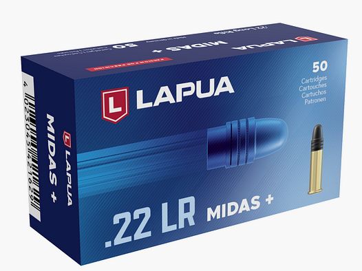 Lapua Midas+ .22 LR 2,59g 40gr Munition de tir sportif à percussion annulaire fabriquée en usine