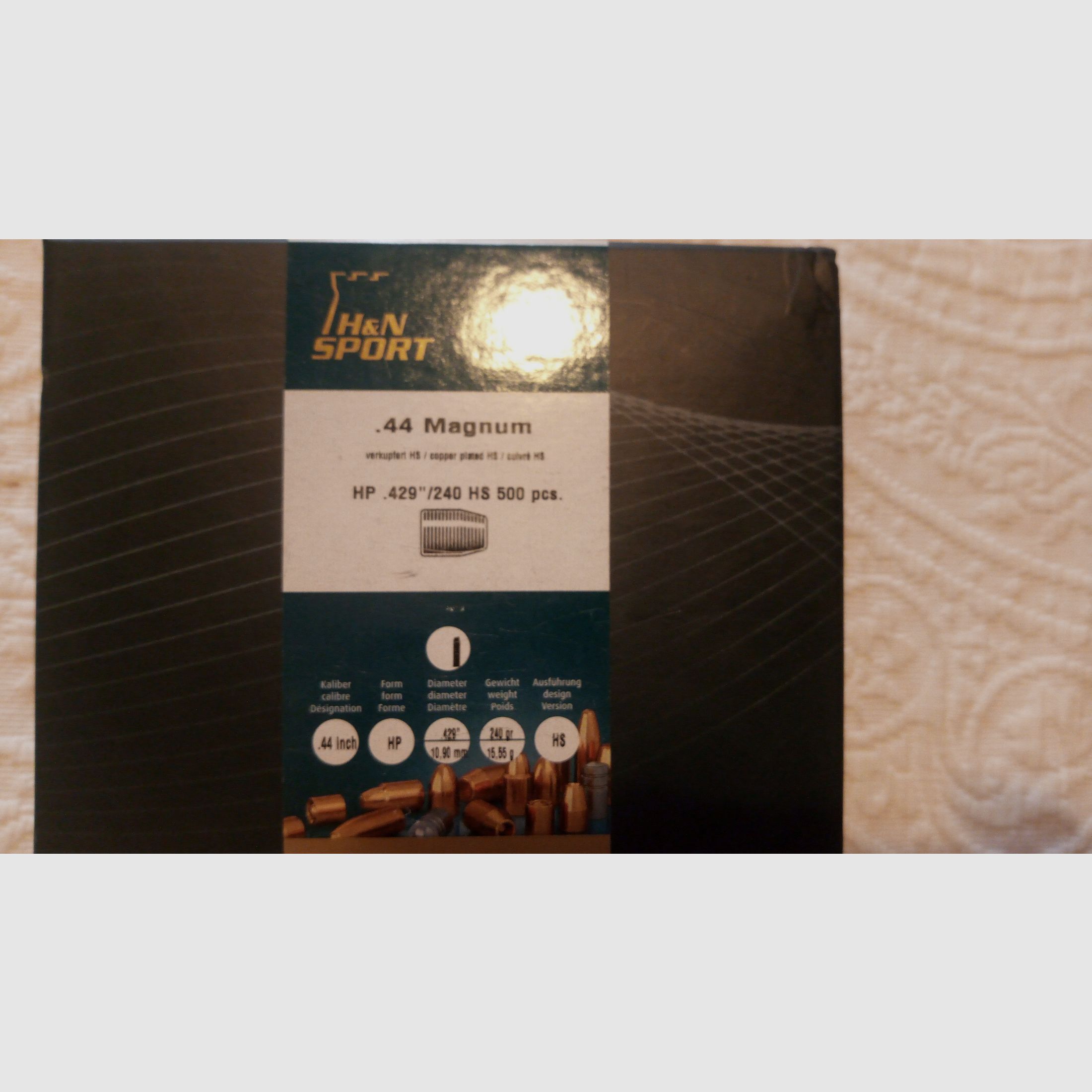 500 H&N Sport .44 Magnum .429" 240gr HP HS kogels NIEUW OVP
