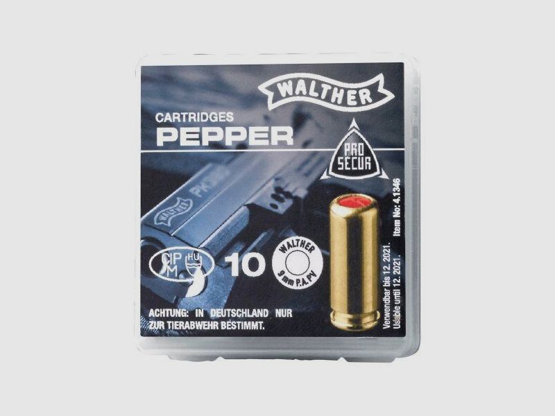 Cartucce al pepe Walther 9 mm P.A. PV, 10 pz.