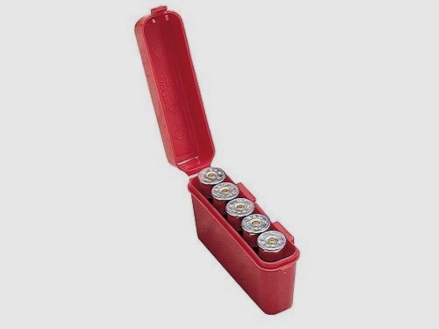 MTM Scatola per cartucce a pallini S-5-30 rossa con coperchio a ribalta per 5 cartucce a pallini .12