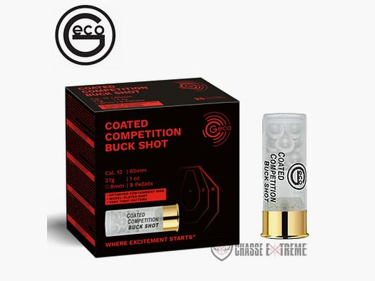 25 Patronen GECO Coated Competition Buck Shot Kal. 12/65