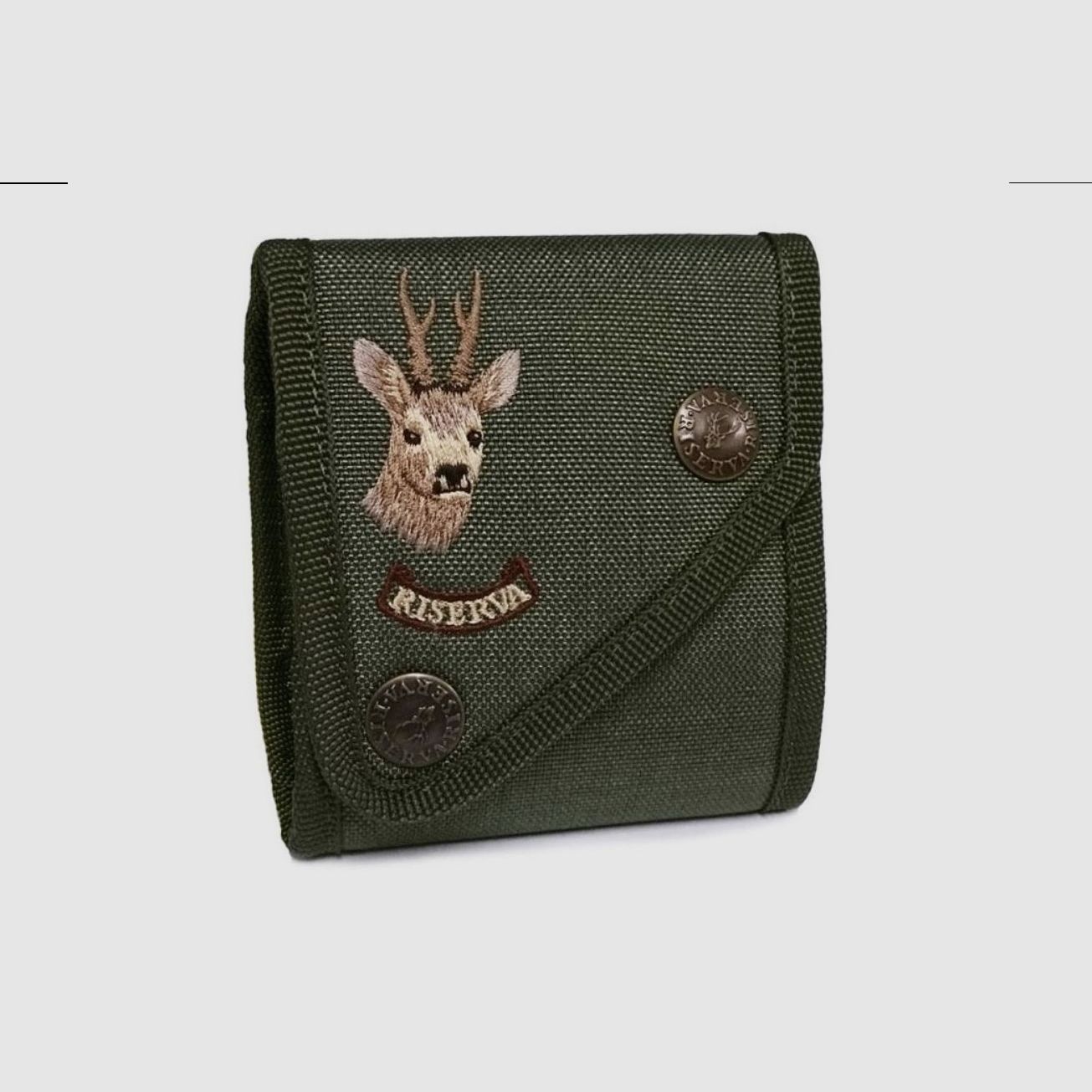 Patronenetui Riserva mit Rehbockmotiv, Cordura, grün, für 7 Kugelpatronen, Bild 1 von 2