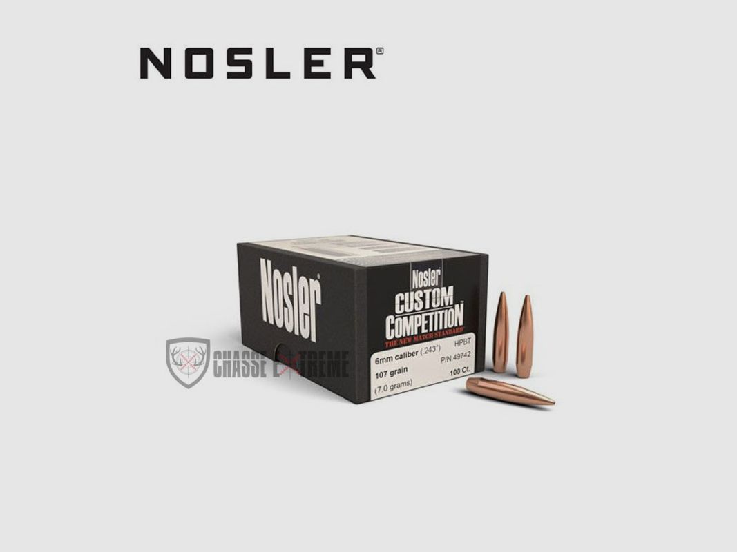 100 Geschosse NOSLER Kal. 6mm 107 gr Hpbt