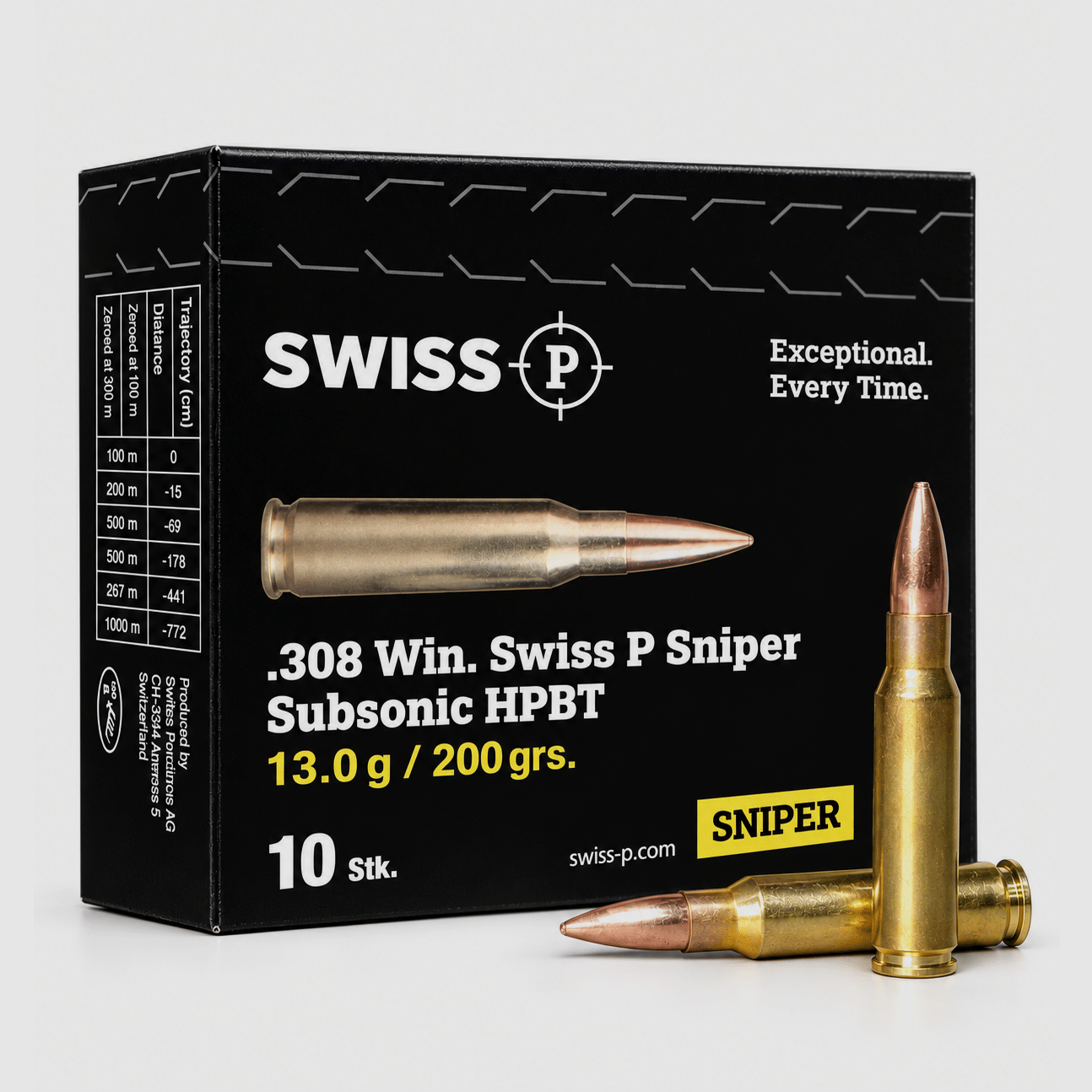 .308 Win. Swiss P Sniper Subsonic HPBT 13.0g / 200grs. – 10 Stk., Bild 1 von 2