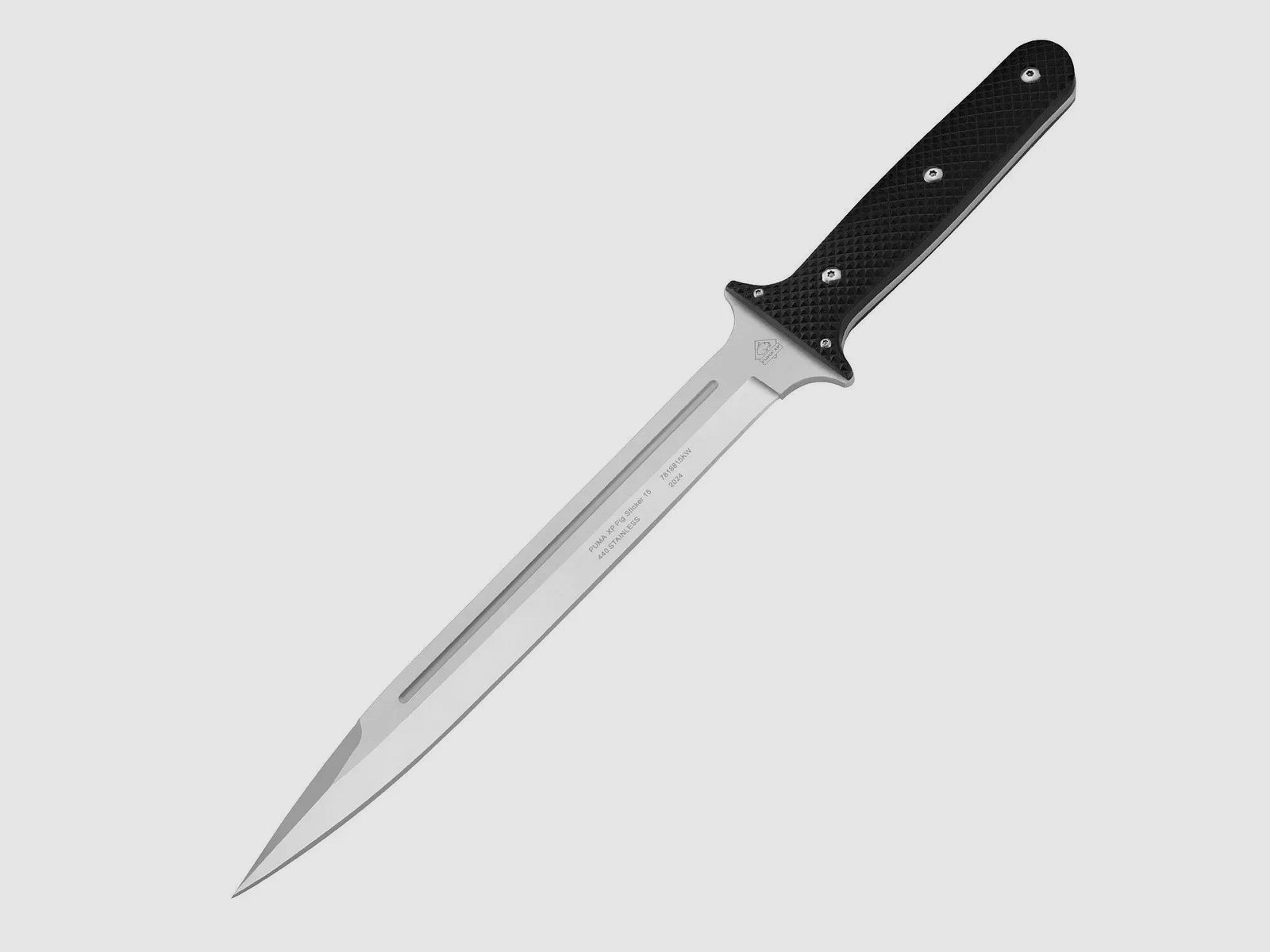 PUMA XP pig sticker 15, Abfangmesser, Pakkaholz schwarz mit Fischhaut, Kydex Scheide