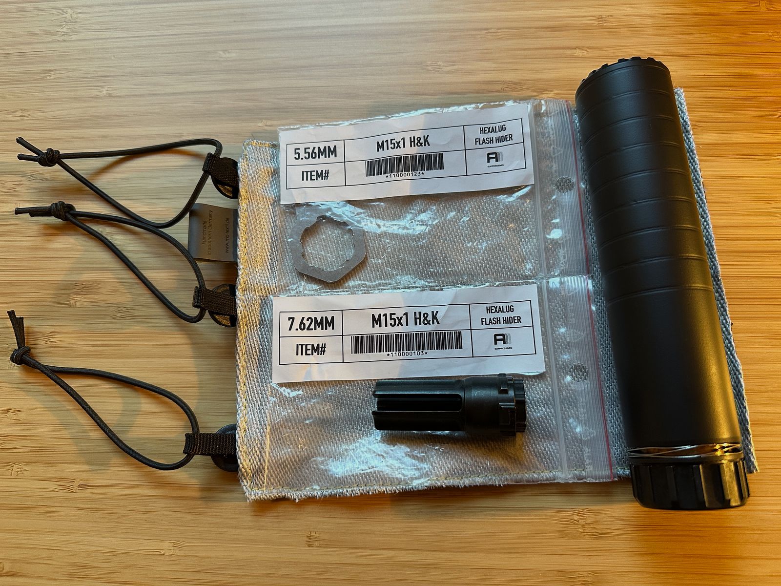 Acheron ACS E1 Hexalug 7,62mm Schalldämpfer + md-textil Hitzeschutz Schalldämpfer Cover