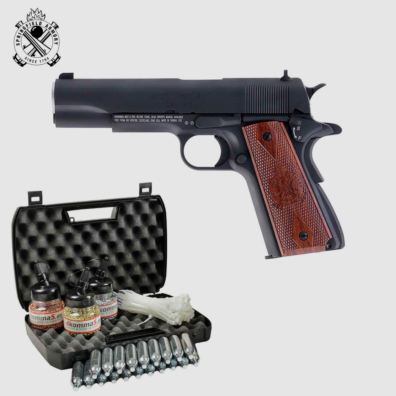 Kofferset Springfield 1911 Vollmetall 4,5 mm BB Blowback Co2-Pistole (P18)