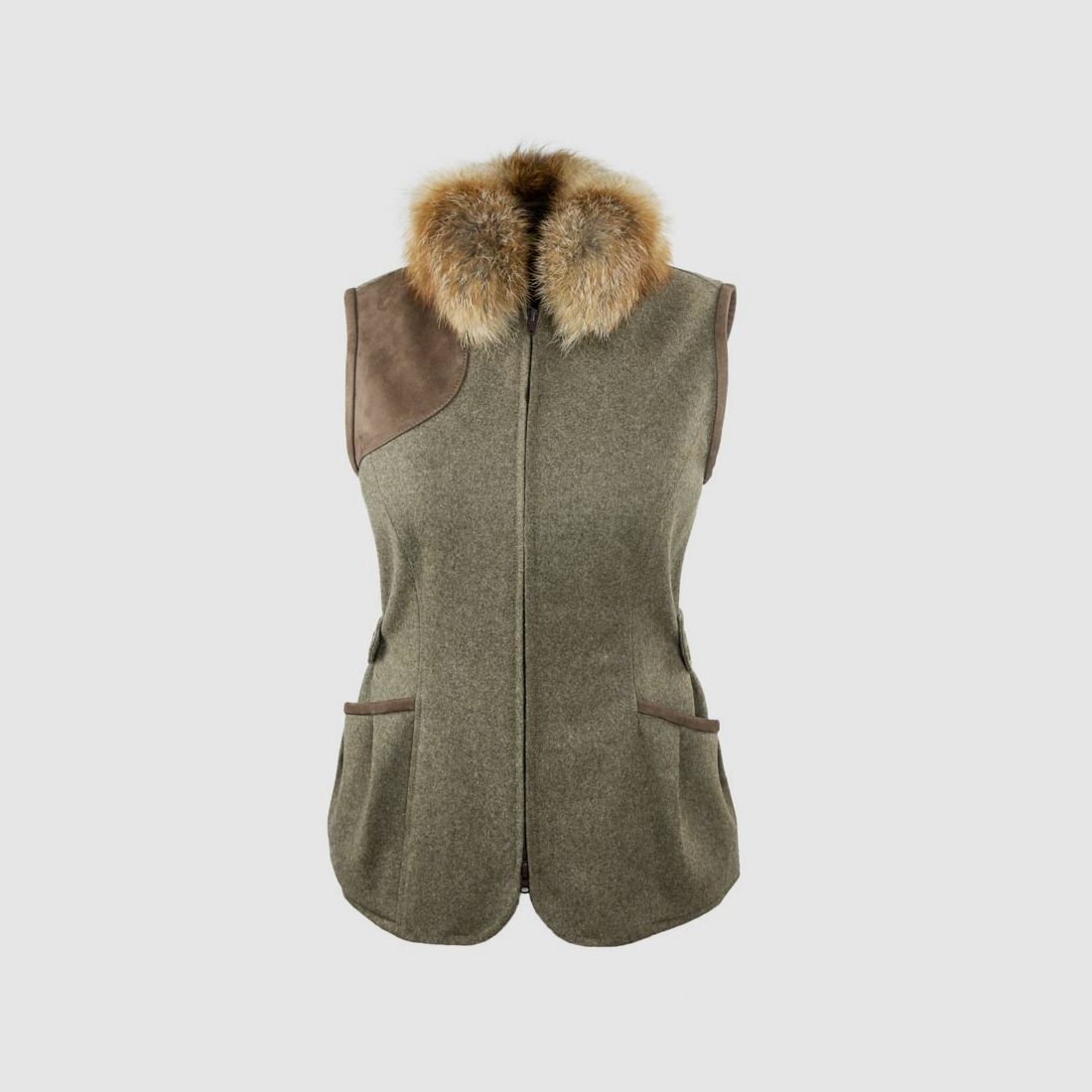 Gilet de chasse en Loden pour femmes "Waldschnepfe" - Gris pierre